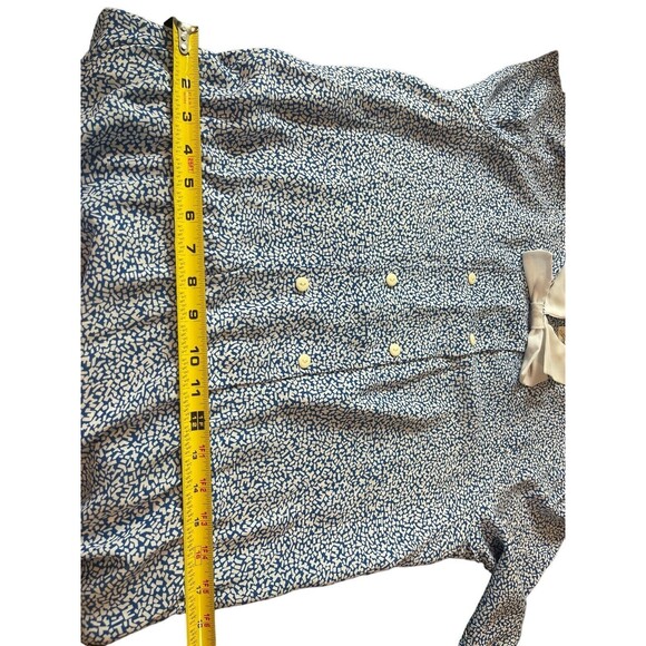 VTG 80s Joy Gordon Midi Blue White Semi Sheer Short Sleeve Nautical Dress 12 - Picture 11 of 12